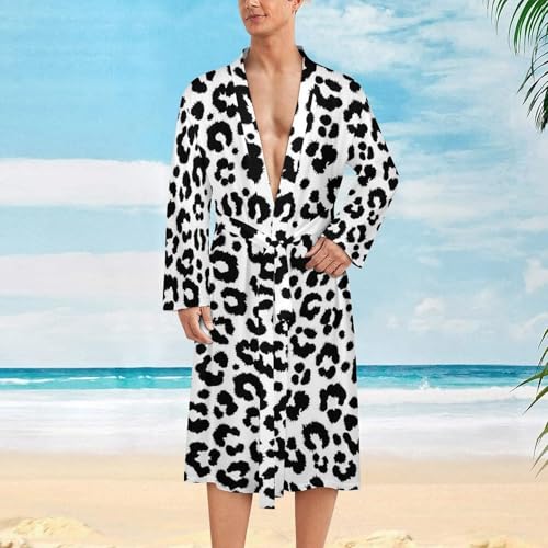 Peignoir de bain homme léger noir blanc léopard tendance - 2