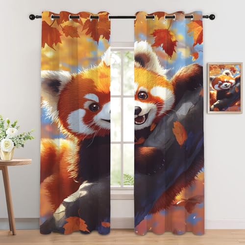 Rideau occultant panda rouge thermique enfant chambre lot de 2 - 2