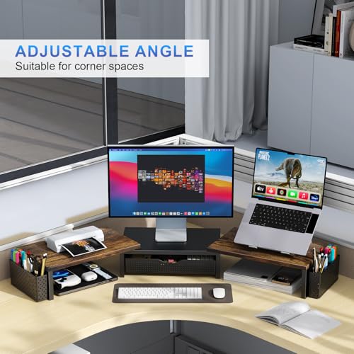 Image of gianotter Dual Monitor Stand Riser With Drawer and 2 Pen Holders