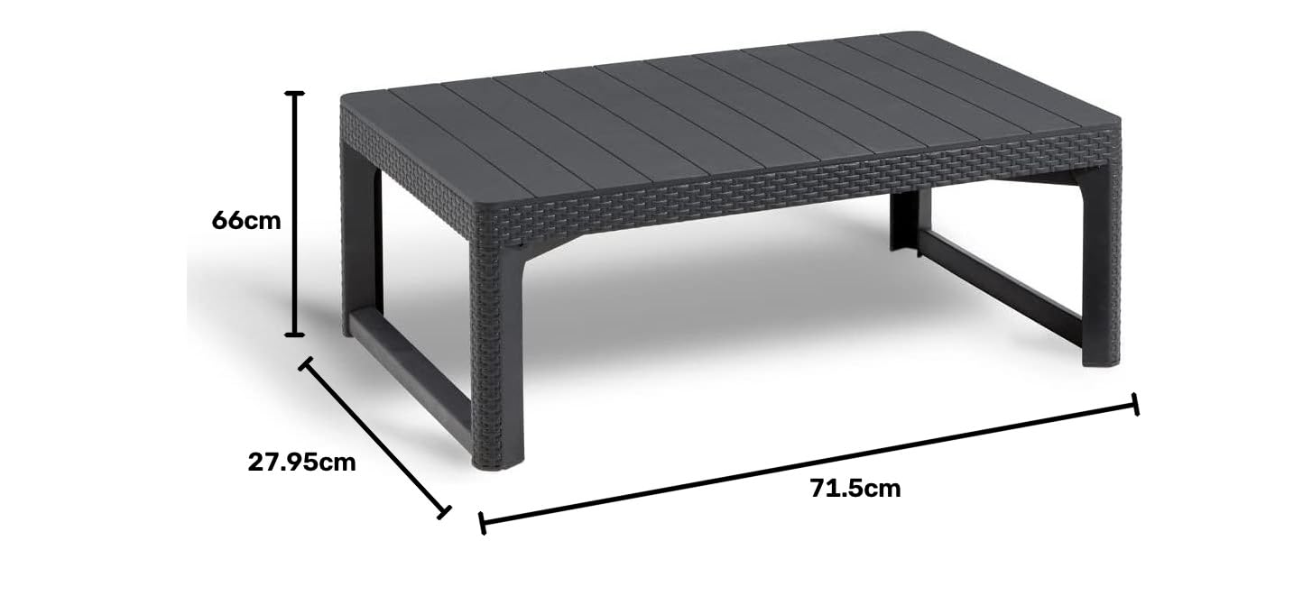 Allibert Mesa de Jardín Grafito Mesita Mesilla Mueble Auxiliar Patio Exterior