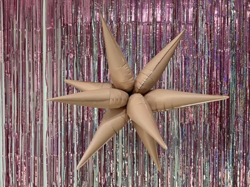 Image of 3pcs 26inch 3D matte pink Explosion Star foil balloon, matte pink Foil Cone Star burst Balloons for Birthday Wedding New Year Party Event