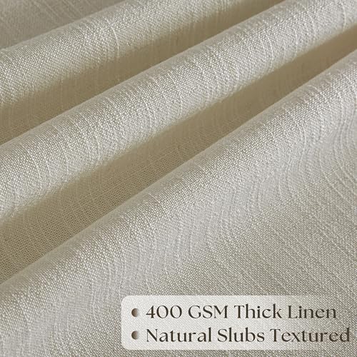 Image of 100 Inch Wide Pinch Pleated Extra Wide Curtain Panels 90 Inch Long | Thick Linen, Patio Sliding Glass Door, Hooks Rings, Semi Sheer, Privacy, Living Room, 100x90, 1 Panel, Oatmeal, Beige