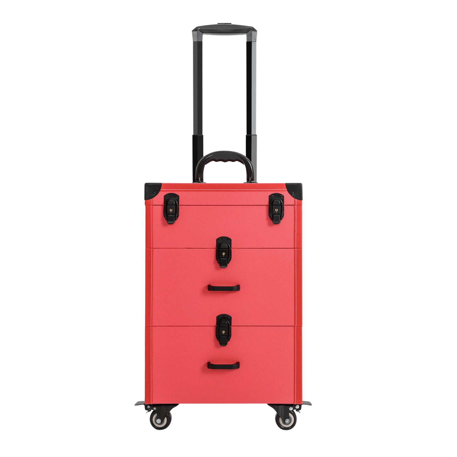 EcoTypee Rolling Makeup Trolley Case, Nail Polish Organizer, Jewelry Travel Cosmetic Case with Drawer