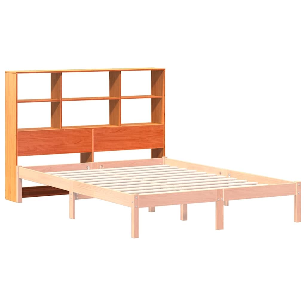 vidaXL Cabecero de Cama almacenaje Madera Maciza Pino marrón 135 cm