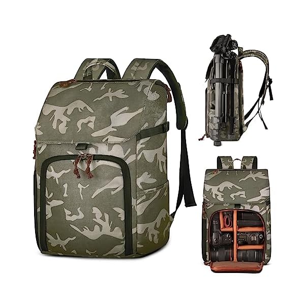 BOLOSTA Camera Backpack Bag Professional DSLR SLR Camouflage Camera Backpack for Photographers Waterproof Large Capacity Camera Case with Fit 15.6" Laptop Compartment & Tripod Holder