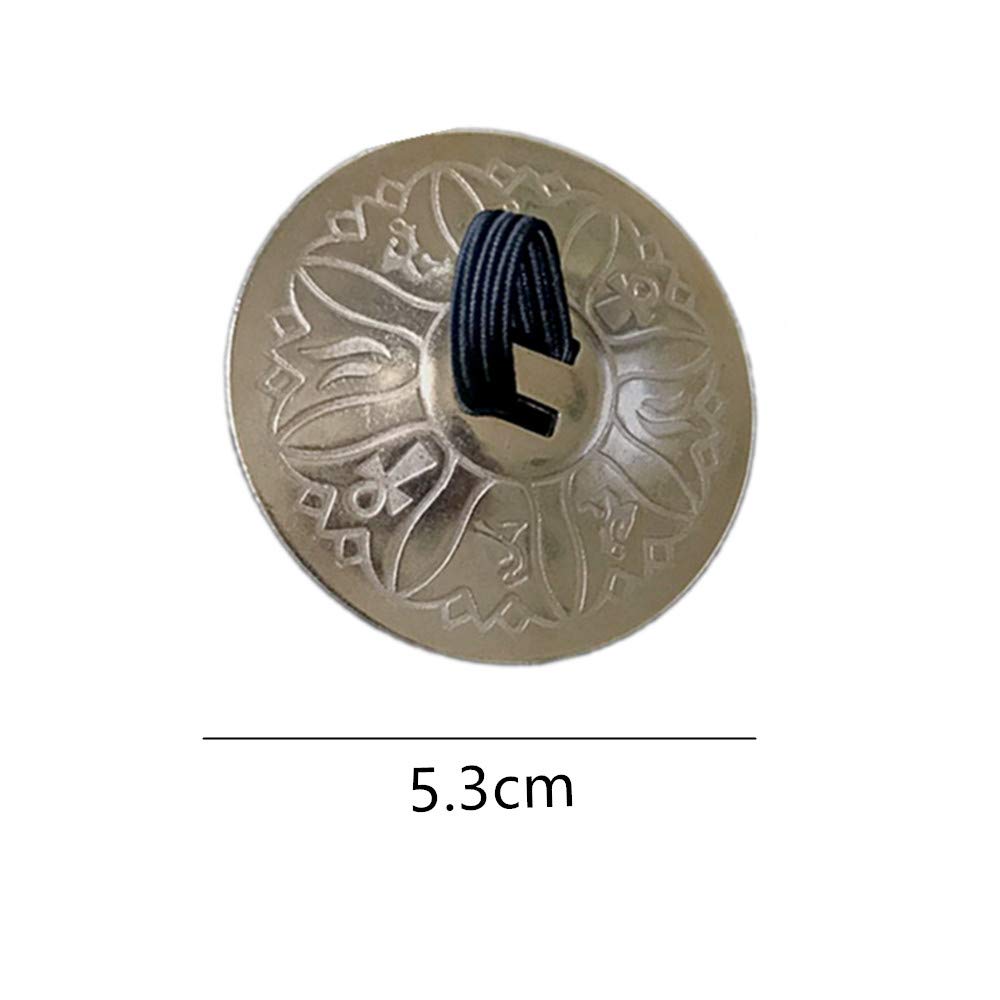 2 Piatti Per Danza Del Ventre - Ottone Dorato, Con Elastico Per Dita, Accessorio Per Performance E Feste - Foto 4