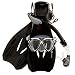 Sea Scout Adult Snorkeling Set - Dry-top Snorkel / Fins / Mask (Black, Medium)