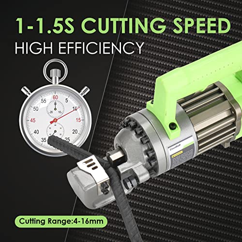 Image of 5 /8 inch Electric Hydraulic Rebar Cutter 1-1.5s Cutting Speed Portable Rebar Cutter Cutting Rebar 4-16mm 1000w 120v /60hz RC16B (Light Green)