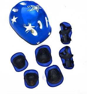 7-in-1-Schutzausrüstungs-Set für Kinder, Helm, Knieschützer, Ellenbogenschützer, Handgelenkschoner für Skateboarden, Rollschuhlaufen, Radfahren, Alter 5 bis 16 Jahre, PE-Schale mit EVA-Polsterung