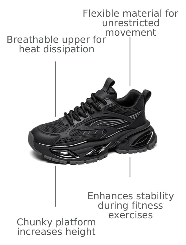 Image of Stylish and Durable Casual Mesh Walking Shoes for Men Chunky Platform Sneakers with Breathable Lace - Up Dad Style Footwear Ideal for Work Workout and Everyday Use
