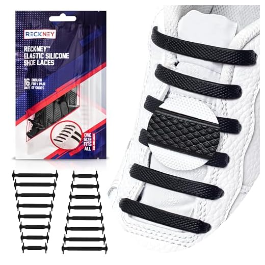 RECKNEY Skosnören utan knytning för barn och vuxna, elastiska skosnören för sneakers, silikonlösa platta skosnören för löparskor, Svart - Svart - En Storlek