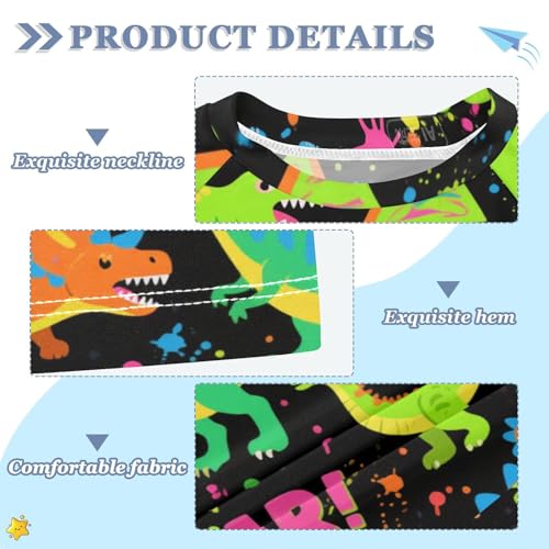 Roaring Dino Spot Black Fluorescent Green Blue Short Sleeve Boy Bathing Suit Girls Rash Guard Swimsuit Rash Guard Swimsuit for 3-12 Years Traje de bano de Sirena para nina3