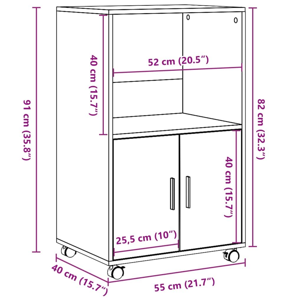 vidaXL Armoire à roulettes chêne Artisanal 55x40x91 cm Bois ingénierie, classeur, Armoire de classement pour Maison, classeur pour Bureau à Domicile