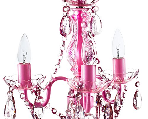 Image of The Original Gypsy 3-Light Plug-in Crystal Swag Chandelier, Pink