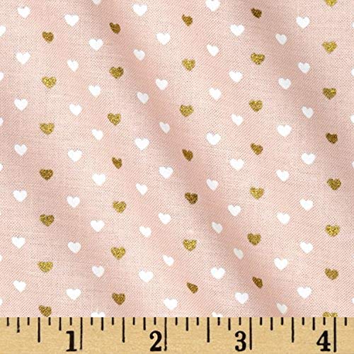 Michael Miller Wee Sparkle Metallic Heart Sprinkles Confection, Quilting Fabric by the Yard