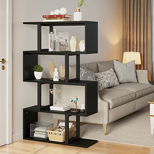 Yitahome 5-Tier Bookshelf, S-Shaped Z-Shelf Bookshelves And Bookcase, Modern Freestanding Multifunctional Decorative Storage Shelving For Living Room Home Office, Black #TOP3