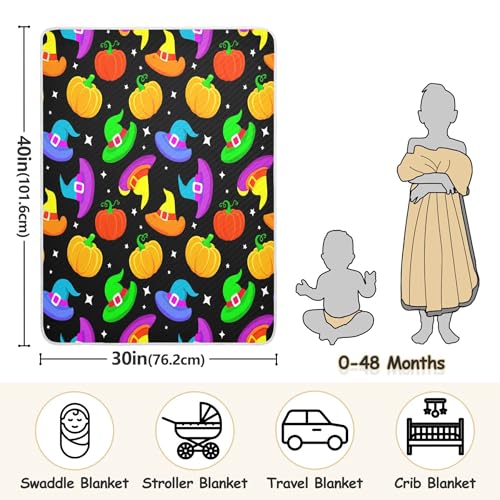 Burbuja Colorful Witch Hats Baby Blanket for Boys Girls, Nursery Soft Warm Swaddling Receiving Baby Blankets, 30x40 in Toddler Blanket3