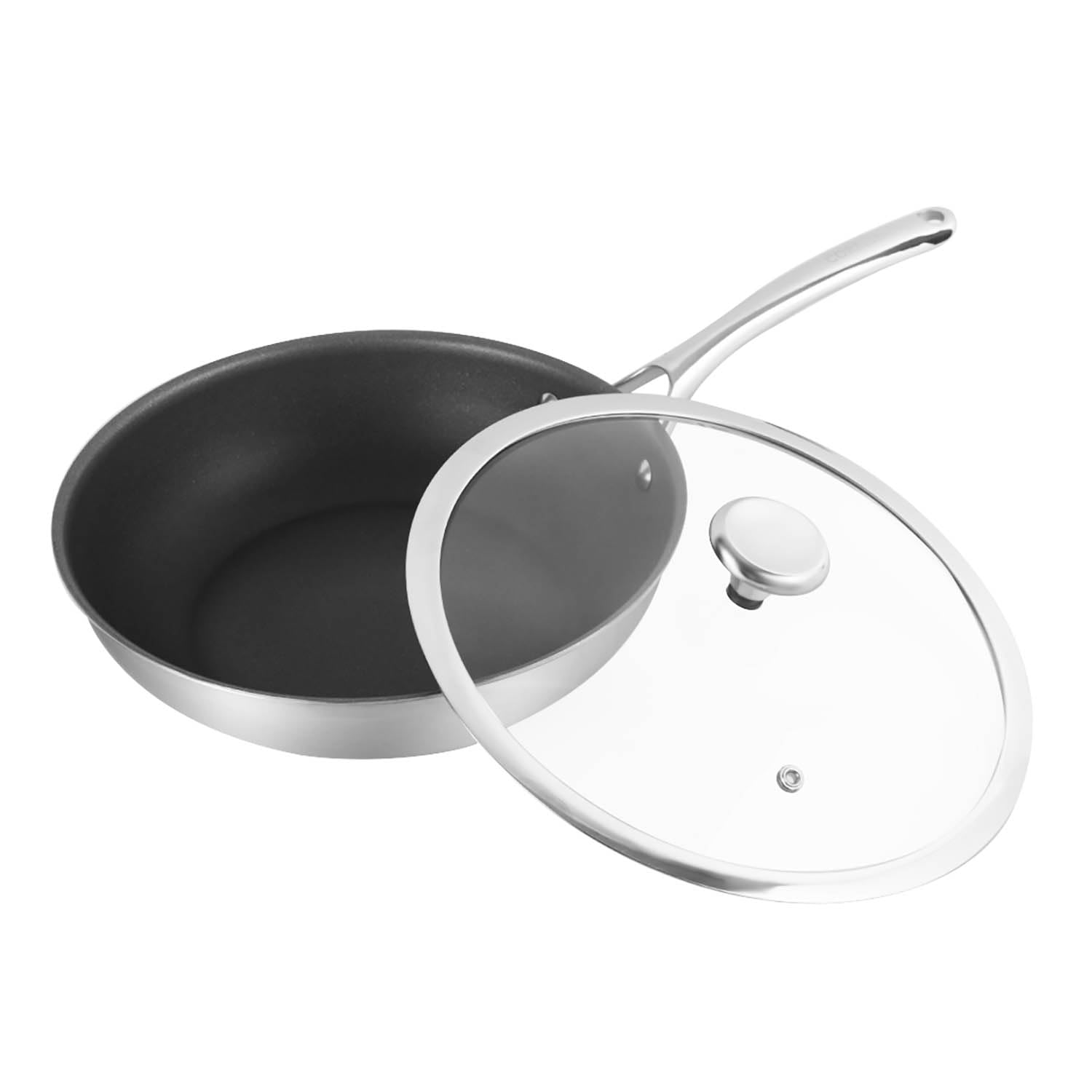 CORELLE Duranano Wok Pan 26Cm with Lid, Tri-Ply Stainless Steel