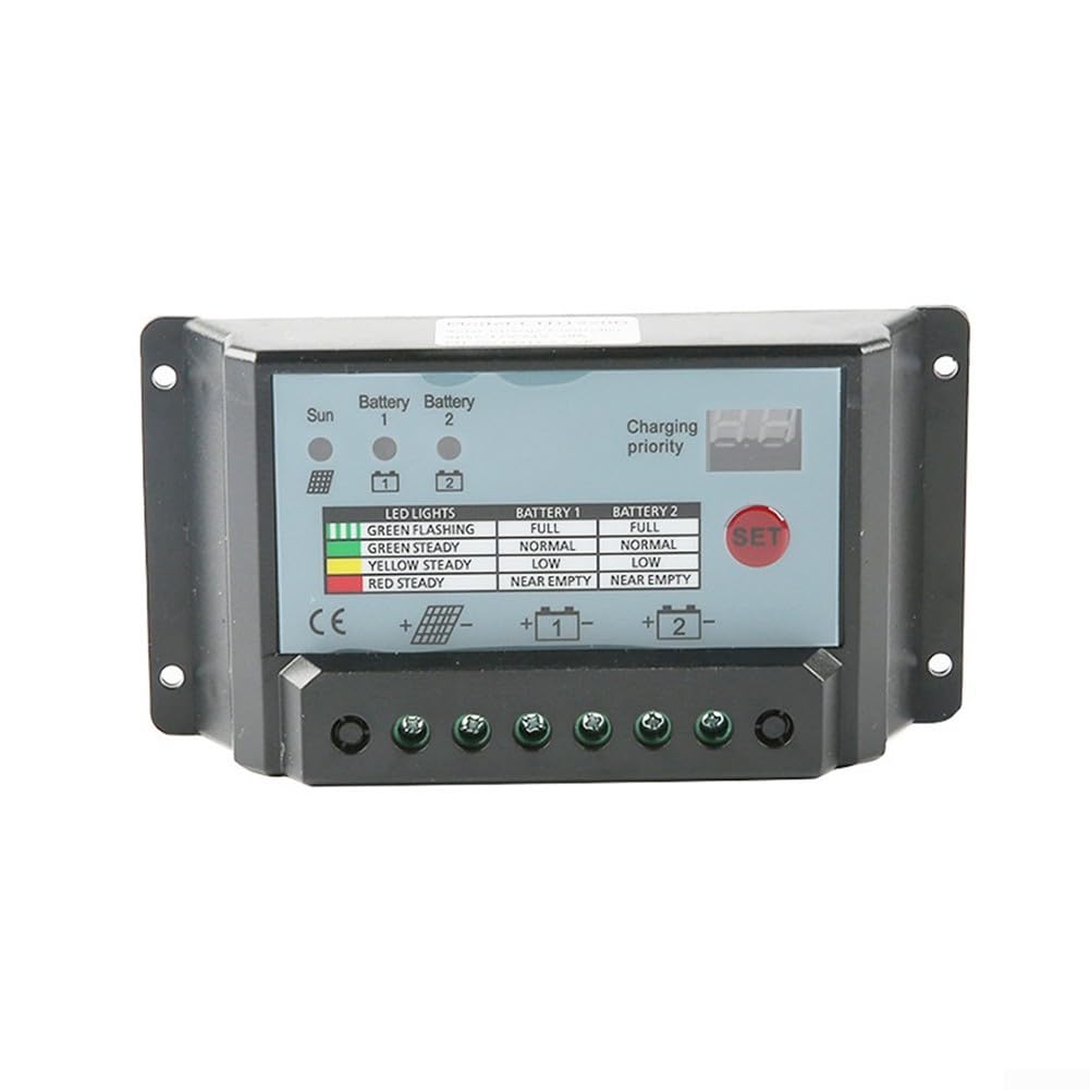 Dual-Batterieladeregler, 10 A, 20 A, 30 A, für 12 V/24 V, ABS-Material mit Display für optimales Sonnensystem-Management (20 A)