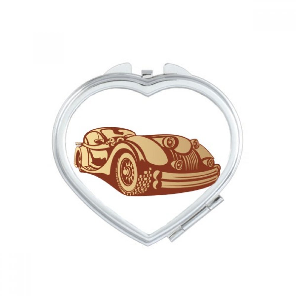 Miroir compact voiture classique noir silhouette coeur pour sac à main