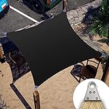 ColourTree Super Ring 16' x 16' Black Square Sun Shade Sail, Commercial Grade UPF50 Canopy, Reinforced Corners, Edges, 260 GSM Fabric & Heavy Duty - 3 Years Warranty (We Make Custom Size)