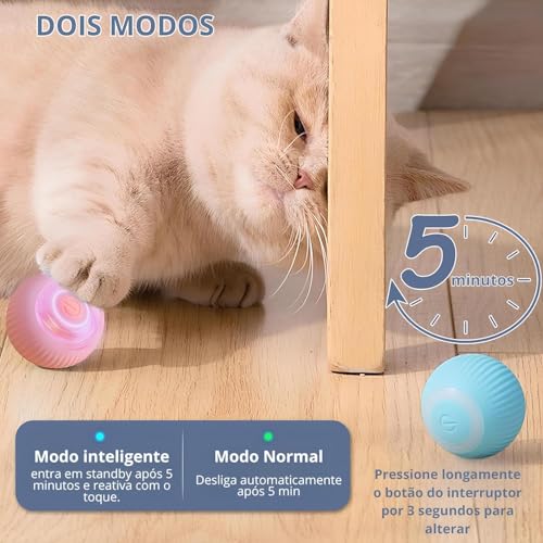 Bola Interativa para Gatos, Brinquedo Eletrônico com Movimento Automático - Rosa