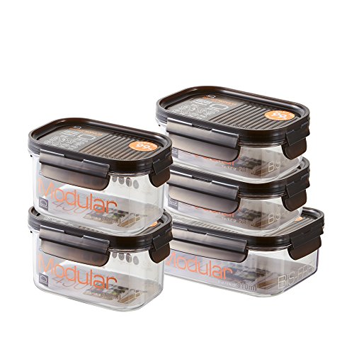 LOCK & LOCK Vorratsdosen 5er Set BISFREE, bpa frei & luftdicht - Frischhaltedosen mit Deckel für Kühlschrank, Tiefkühler & Mikrowelle geeignet