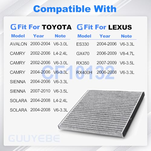 Image of Cabin Air Filter With Activated Carbon,For Toyota 2002-2006 Camry Sienna Avalon Solara,For Lexus RX350 GX470 ES330 RX400H,For CF10132