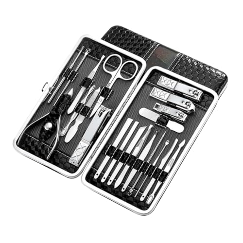 minkissy 21 Piezas manicura de uñas de metal cortauñas cuidado de uñas limas para uñas Set de uñas negro manicure kit nail clipper manicura de los dedos de los pies cortaúñas Black
