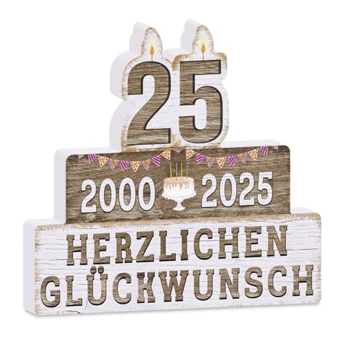 Putuo Decor 25th Birthday Table Stand - 2000 to 2025 - Birthday Decoration with Congratulations Lettering Made of PVC in Vintage Style for Young Adults Putuo Decor 25th Birthday Table Stand - 2000 to 2025 - Birthday Decoration with Congratulations Lettering Made of PVC in Vintage Style for Young Adults