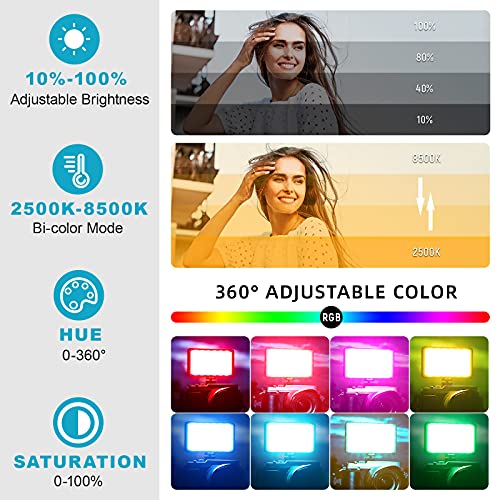 Weeylite RB08P RGB LED Video Videoleuchte Licht, Kameralicht, Mini-LED-Panel zweifarbig Dimmbar 2500K~8500K, ingebauter… – Bild 3