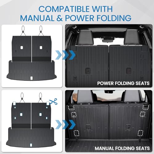 Image of Cargo Mat with Backrest Mats for 2024 2025 2026 Lexus TX 350 /500h /550h+, Fit with Subwoofer, All Weather TPE Protectors Cargo Liner Accessories for TX350 /TX500h /TX550h+
