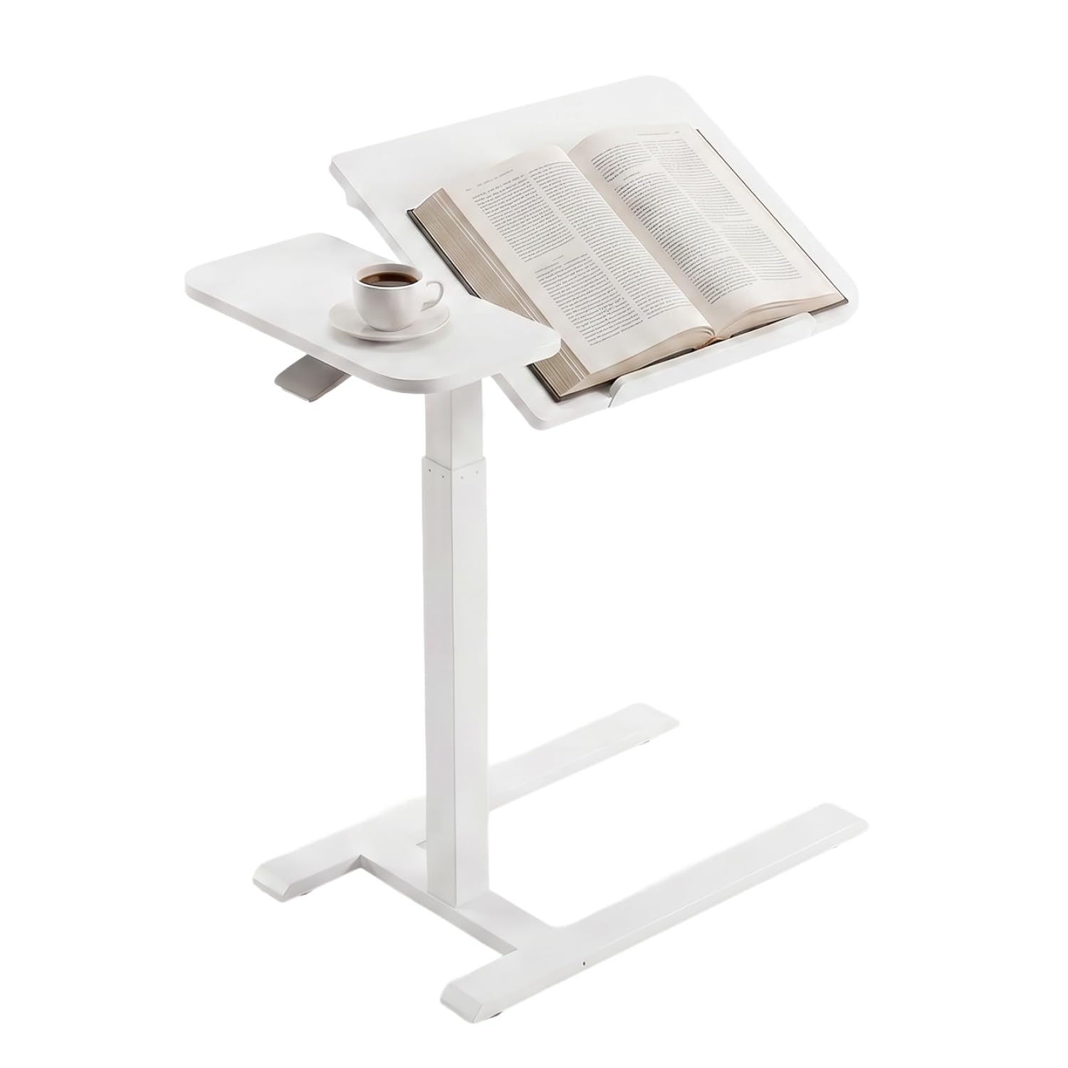 VIVIENDO Mesa Auxiliar para Cama con Ruedas, Blanco, Regulable en Altura 68–108 cm con Pistón de Gas, Mesa para Ordenador Portátil con Tablero Inclinable, para Cama, Sofá y Oficina, 70 x 40 cm