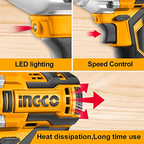 Image of Ingco Ciwli2001 Lithium-Ion Impact Wrench - Voltage:20V Square Drive:1 /2 inch - Fixed Square