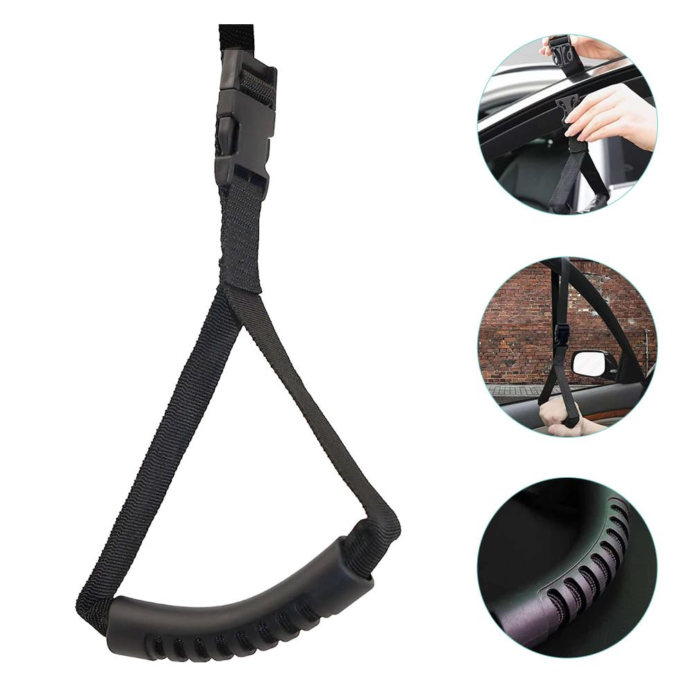 GLEAVI Poignée De Sécurité Automobile Pour Personnes Âgées Aide Debout En Voiture Poignée De Saisie De Voiture Ergonomique Sangle Nylon Support Pour Entrée Et Sortie Facile 2 Pièces 16.14X4.72X0.79In