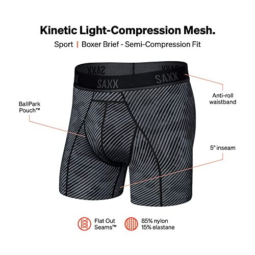 SAXX Underwear Co. Men's Underwear with Pouch Kinetic Light-Compression Mesh Boxer Brief, Optic Camo- Black, Large