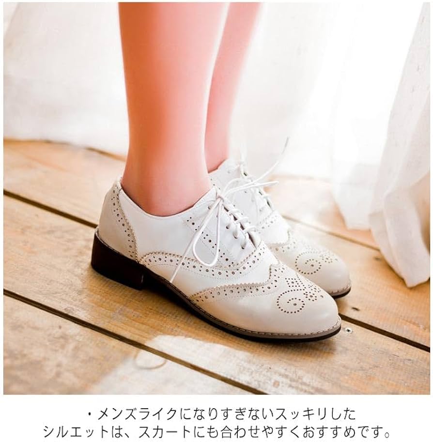 【myu】オックスフォード シューズ ホワイト ウィングチップ 24cm 楽天市場】オックスフォードシューズ レディース ローヒール