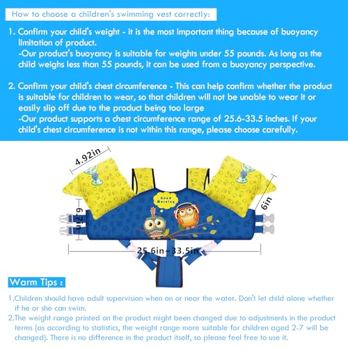 image for Chriffer Kids Swim Vest for 30-55 Pounds Boys and Girls, Toddler Float