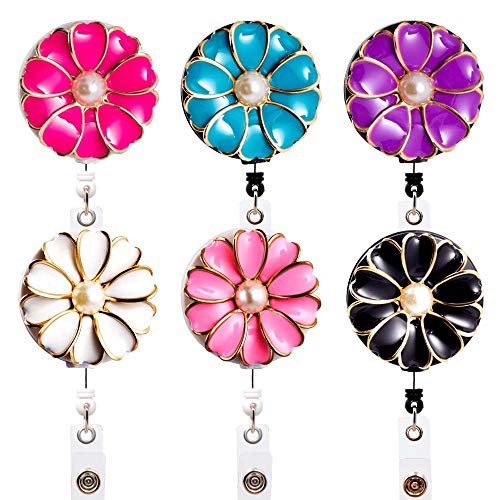 Retractable Badge Reels, ID Badge Clip Retractable with Alligator Clip, Colors ID Badge Holder Clip for Women, Nurse, Teacher