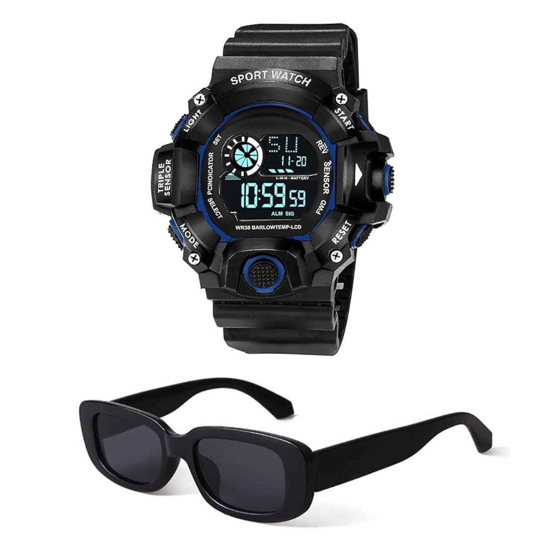 UNEQUETREND Puthak Digital Dial Sports Watch and UV Protected Sports Sunglasses Combo Pack of 2 Men Blue (B098C936XY) Amazon Price History, Amazon Price Tracker