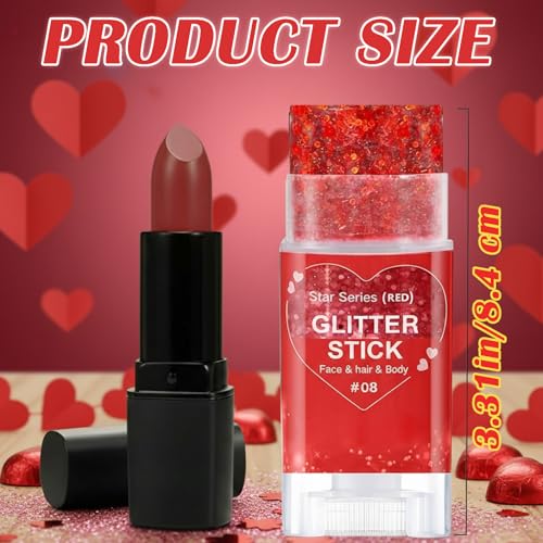 image for Paminify 4th of July Red Body Hair Glitter Stick for Kids,Cheer Patrio