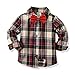 Boys Bowtie Plaid Dress Shirts Long Sleeve Button Down Flannel Shirt Jacket with Pocket Toddler Kids (A, 4-5 Years)