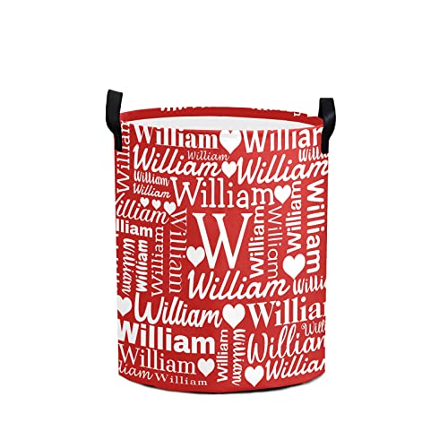 Custom Monogram Word Letter Red Laundry Hamper Personalized Laundry Basket with Name Storage Basket with Handle for Bathroom Living Room Bedroom