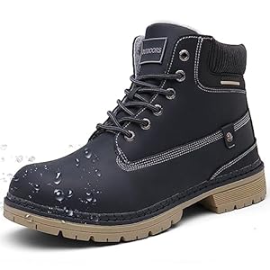 Snow Boots Womens Mens Winter Flat Ankle Boots Warm Fur Lined Fashion Leather Shoes Casual Lace Up Outdoor Trainer Urban