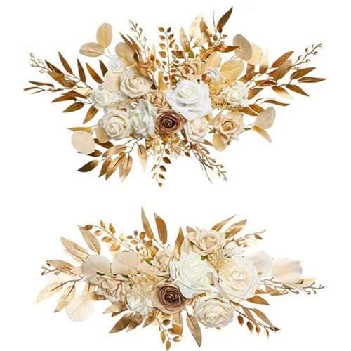 Morkite Lot de 2 Fleurs pour Arche de Mariage, Arrangement Floral Artificiel, Ensemble de Fausses Fleurs, Panneaux de Bienvenue de Mariage, Décorations Florales pour Décoration de Mariage, Cérémonie