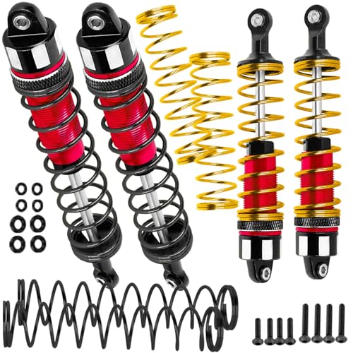 hopsupRC Upgrades Part Big Bore RC Shocks Absorber Damper for 1/10 Kraton 4x4 4S V2 BLX,Outcast 4x4 4S V2 BLX,Aluminium Front Rear Assembled Full Metal Shocks,4PCS Red