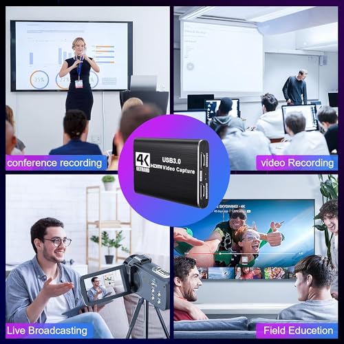 Image of ELECTRO WOLF 4K USB 3.0 HDMI Video Capture Card with HDMI Loop-Out 1080P 60FPS Live Streaming Game Recorder Device, Compatible Windows Linux OBS OS X Twitch for PS3 PS4 (Capture Card 4K 3.0)