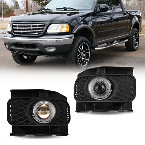 CPW Fog Lights Compatible with Ford [1999 2000 2001 2002 2003 F-150] [1999-2002 Expedition] Driving Halo Ring Projector Fog Lights