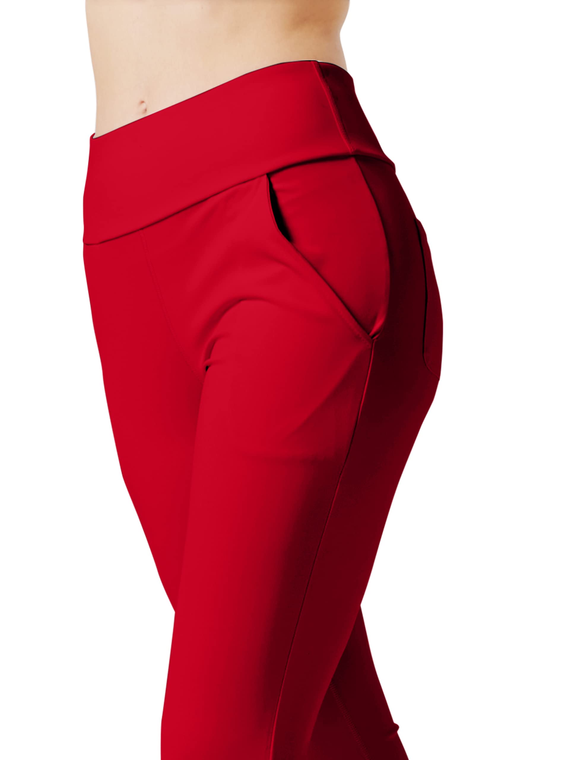LaiEr Pantaloni da Yoga da Donna con 4 Tasche Pantaloni da Lavoro a Vita Alta 4 Vie Stretch Controllo Pancia Pantaloni Lunghi Svasati, (2 Tasche Laterali e Posteriori),