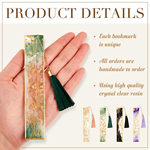 4 Pieces Resin Bookmarks Handmade Resin Bookmarks With Tassels Bookmark Presents For Women Kids Students Teachers And Book Lovers #TOP2
